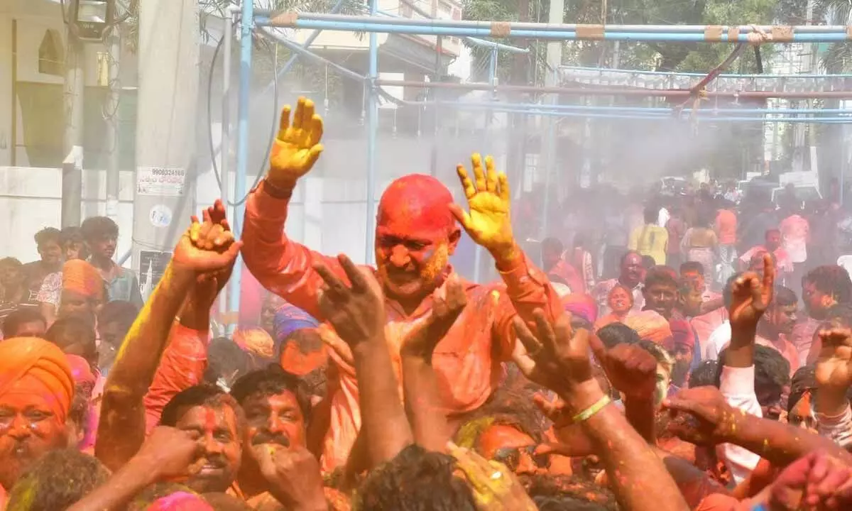 Bandi Sanjay Kumar Highlights Unity in Diversity at Holi Celebrations in Karimnagar