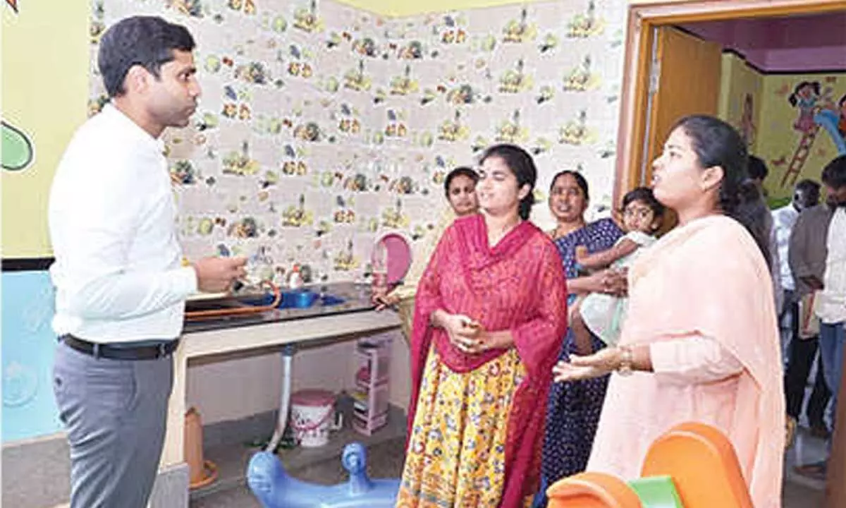 District Collector inspects creche at collectorate