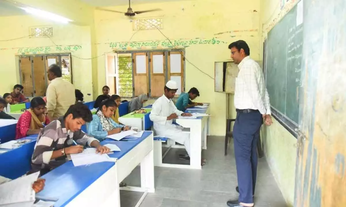 District Collector Visits SSC Exam Centers, Ensuring Special Arrangements for Visually Impaired Students.