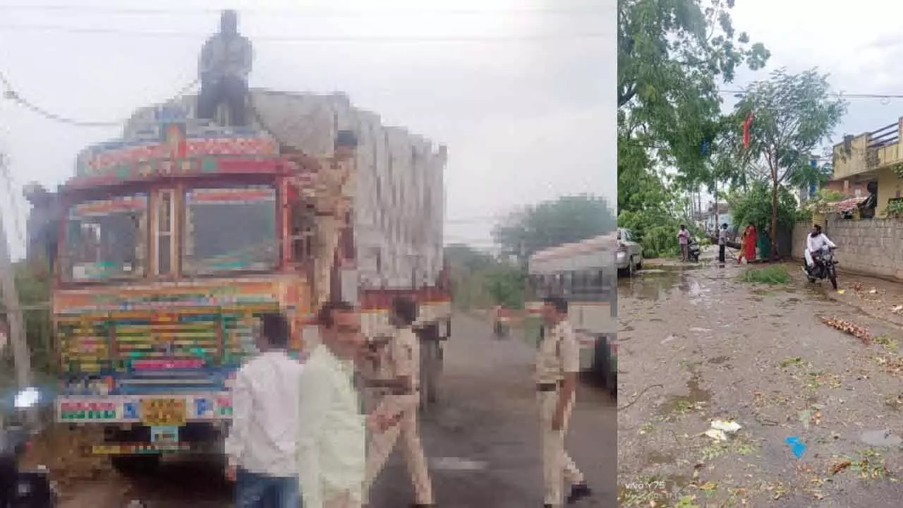 Thunderstorm and strong winds cause damage in Kagaznagar